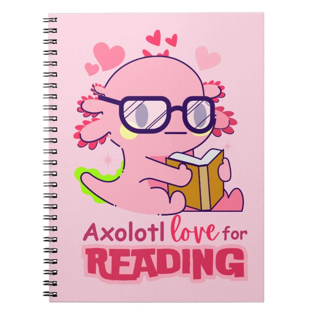 Caderno Espiral Axolotl Love for Lading Cute Pink (Frente)