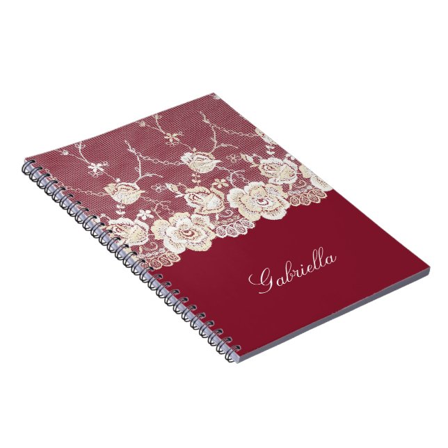 Caderno Espiral Azar Branco Vermelho Floral (Lado Direito)