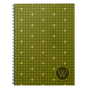 Caderno Espiral Azeitona com notebook Houndstooth de Destaque Dour