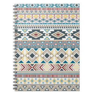 Caderno Espiral Aztec american índio, padrão tribal motifs étnicos