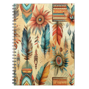 Caderno Espiral Aztec Boho Tribal Blue Feeds