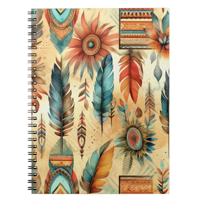 Caderno Espiral Aztec Boho Tribal Blue Feeds (Frente)
