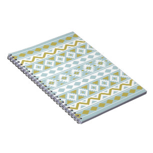 Caderno Espiral Aztec Essência Ptn IIIb Dourado Branco e Pato Azul
