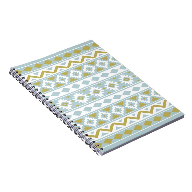 Caderno Espiral Aztec Essência Ptn IIIb Dourado Branco e Pato Azul (Lado Direito)