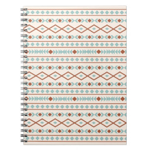 Caderno Espiral Aztec Formas Padrão Rust Teal Cream