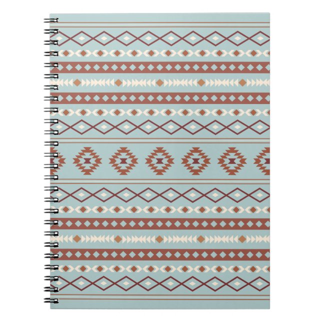 Caderno Espiral Aztec Padrões de Motif Mistos Rastreamento Azul (Frente)