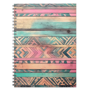 Caderno Espiral Aztec Tribal Azul-Sudoeste E Rosa