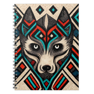 Caderno Espiral Aztec Wolf Face
