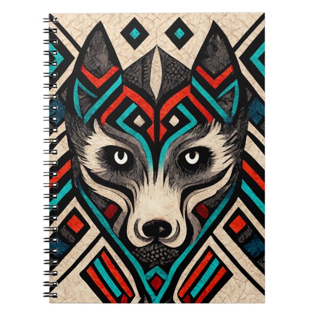 Caderno Espiral Aztec Wolf Face (Frente)