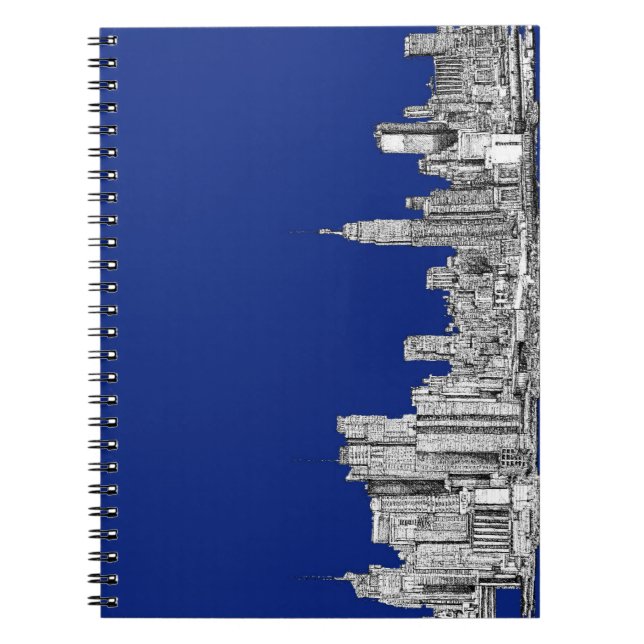 Caderno Espiral Azuis marinhos da tinta de NYC (Frente)