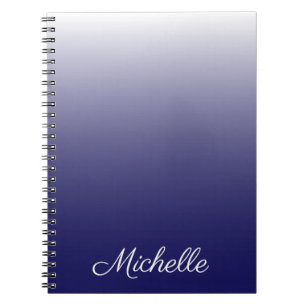 Caderno Espiral Azuis marinhos personalizados do ombre do