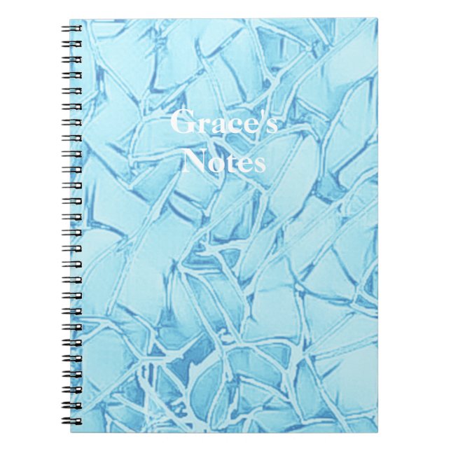 Caderno Espiral Azul Aqua e branco a monograma (Frente)