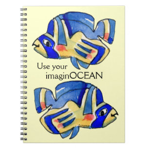 Caderno Espiral Azul Cartoon Butterfly Fish