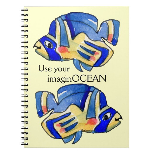 Caderno Espiral Azul Cartoon Butterfly Fish (Frente)