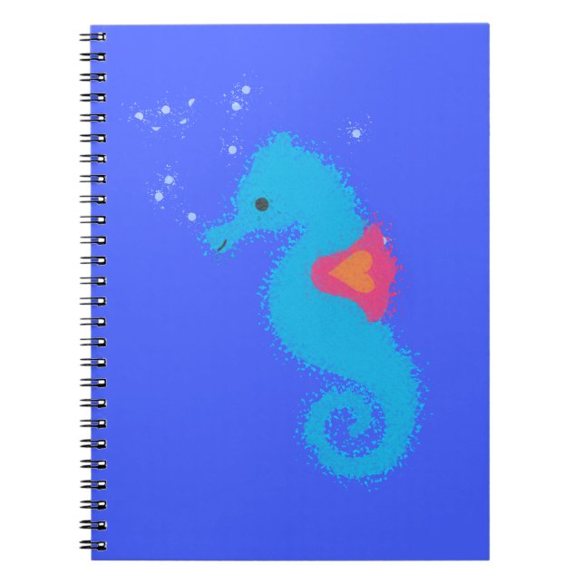 Caderno Espiral Azul-Cartoon Seacavalo (Frente)