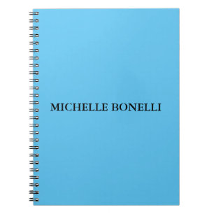 Caderno Espiral Azul Celeste Minimalista Simples Legível Moderno