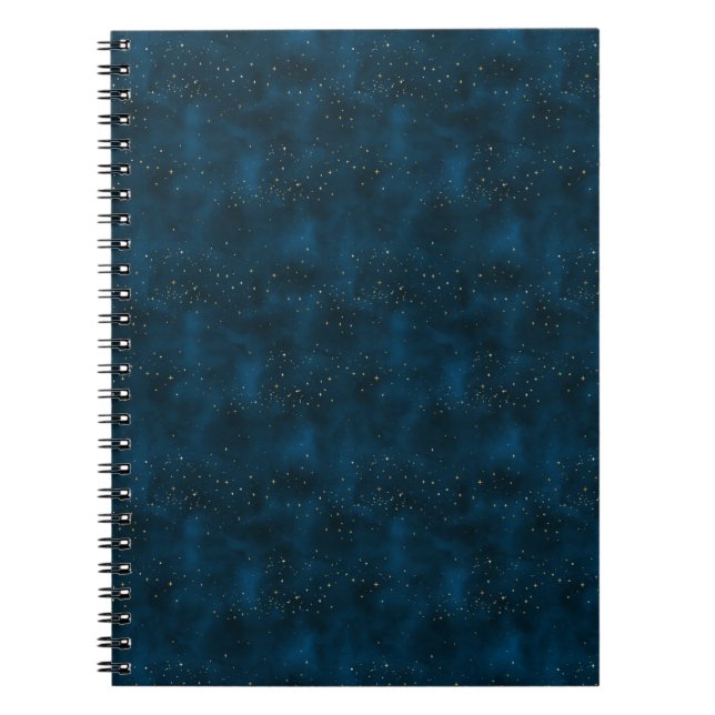 Caderno Espiral Azul Celestial e Noite Estrelada Branca (Frente)
