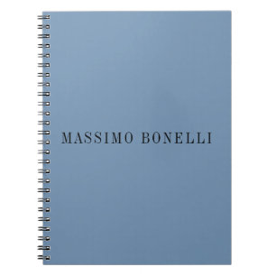 Caderno Espiral Azul Cinza Minimalista Simples Legível Moderno