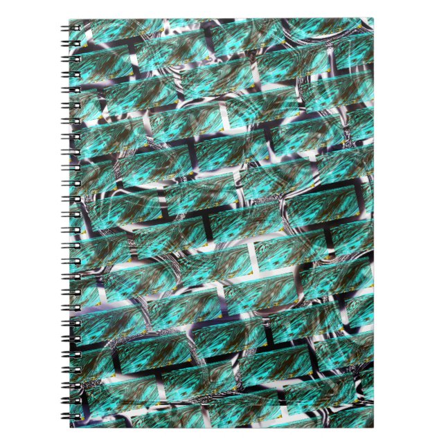 Caderno Espiral Azul claro, bolhas sobre efeito de grade ou tijolo (Frente)