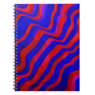 Caderno Espiral Azul claro, textura vermelha com linhas tortas. Gr