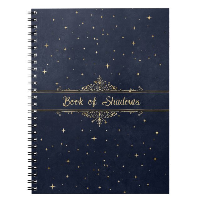 Caderno Espiral Azul com Ouro Stars Rico Livro Pagano das Sombras (Frente)