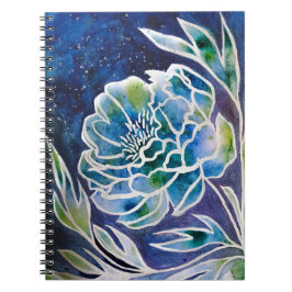 Caderno Espiral Azul Dahlia Marinho Teal Celestial Floral