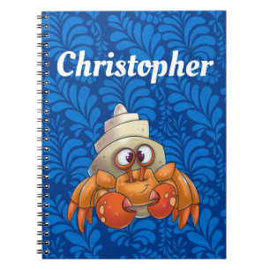 Caderno Espiral Azul de notebook Hermit Crab Personalizado