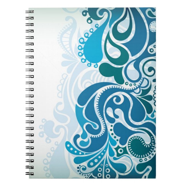 Caderno Espiral Azul de Paisley (Frente)