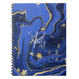 Caderno Espiral Azul e Agitre de Silver Faux