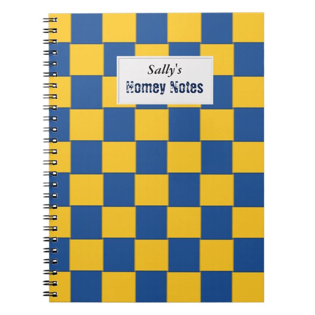 Caderno Espiral Azul e amarelo tecidos (Frente)