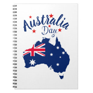 Caderno Espiral Azul e Branco no Dia da Austrália
