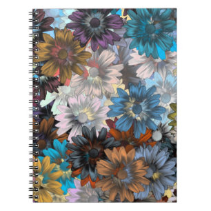 Caderno Espiral Azul e marrom floral