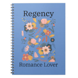 Caderno Espiral Azul empoeirado com flores Notebook Regency romanc