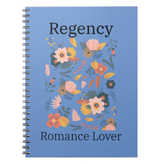 Caderno Espiral Azul empoeirado com flores Notebook Regency romanc