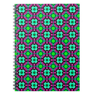 Caderno Espiral Azul geométrico, pintado com padrões sem costura,