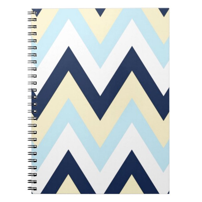 Caderno Espiral Azul & marinho amarelos Chevron (Frente)