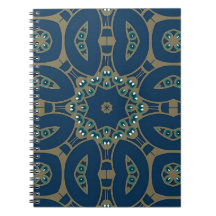Azul Marinho e Padrão Geométrico Octogonal Dourado