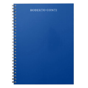 Caderno Espiral Azul Minimalista Simples Moderno Único Nome