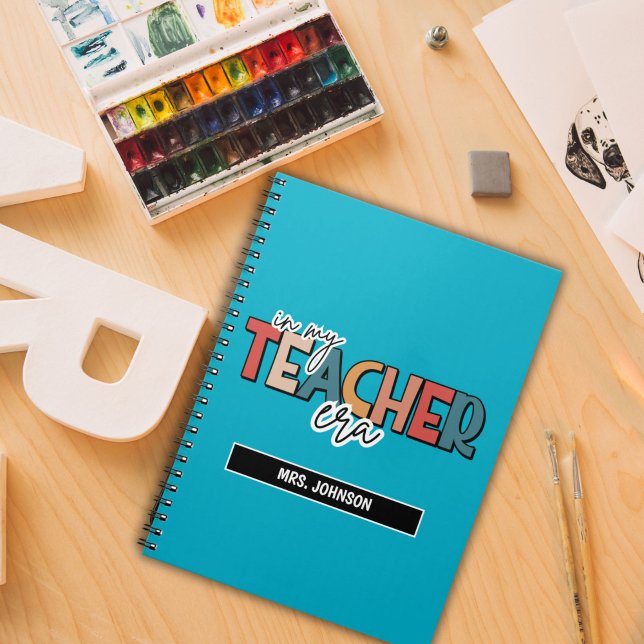 Caderno Espiral Azul na minha citação da era do professor (Criador carregado)