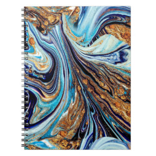 Caderno Espiral Azul Persa Agate: Textura Luxuosa Oriental