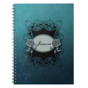 Caderno Espiral Azul personalizado gravado vintage