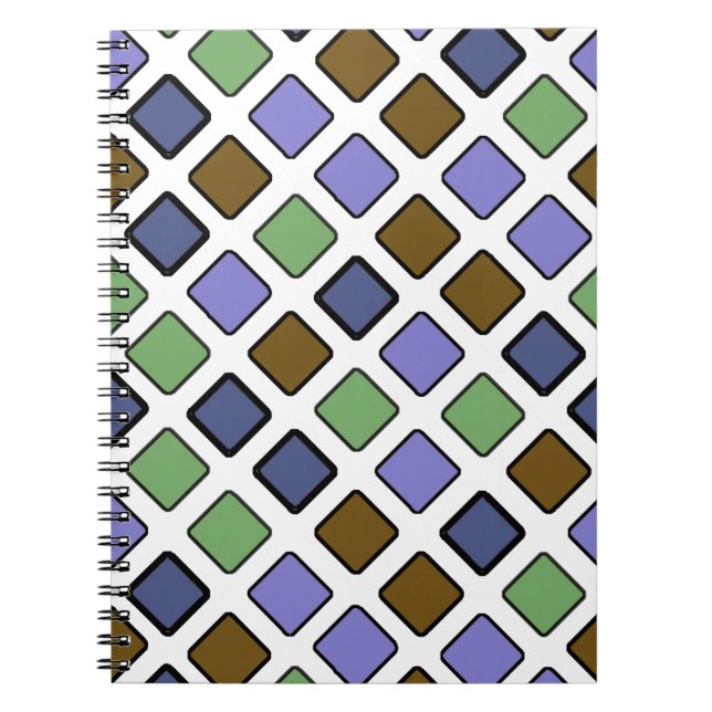 Caderno Espiral Azul Quadrado Diagonal Geométrico (Frente)