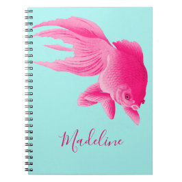 Caderno Espiral Azul-rosa-dourado Grande Pop Moderno Pessoal