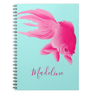 Caderno Espiral Azul-rosa-dourado Grande Pop Moderno Pessoal