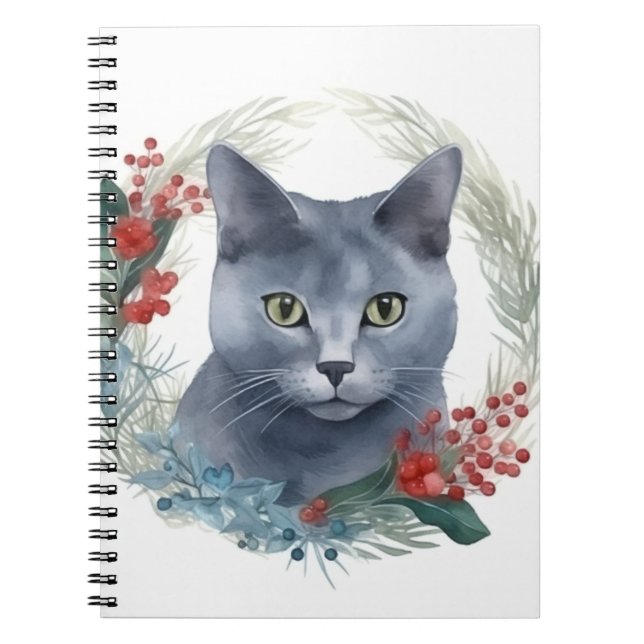 Caderno Espiral Azul Russo Gato Fúria Festiva Freguísta (Frente)