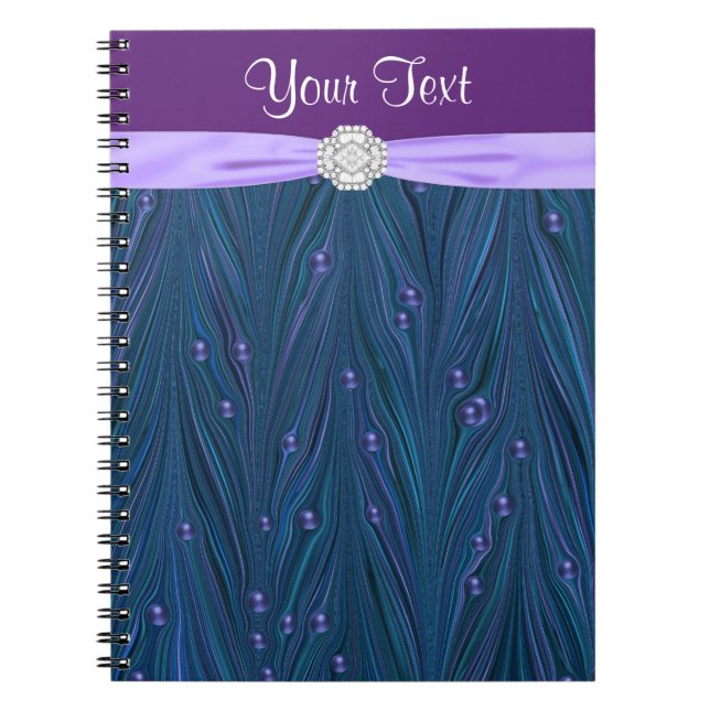 Caderno Espiral Azul Turquesa Pérolas de Pavão Rox (Frente)