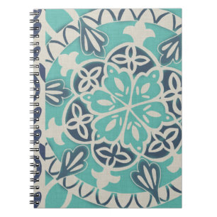 Caderno Espiral Azulejo Batik Azul I