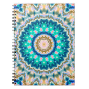 Caderno Espiral Azulejo caleidoscópico moderno abstrato