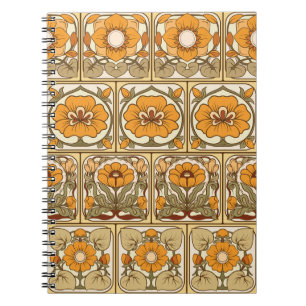 Caderno Espiral Azulejo cerâmico: Estilo Art Nouveau.