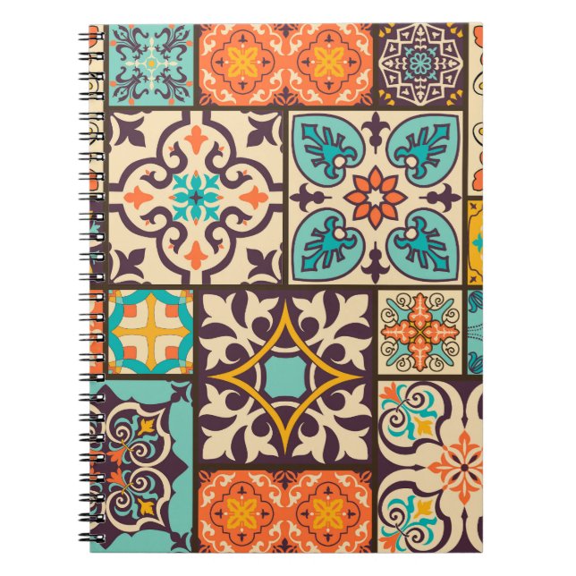 Caderno Espiral Azulejo Colorido de Patchwork Islam Motifs (Frente)